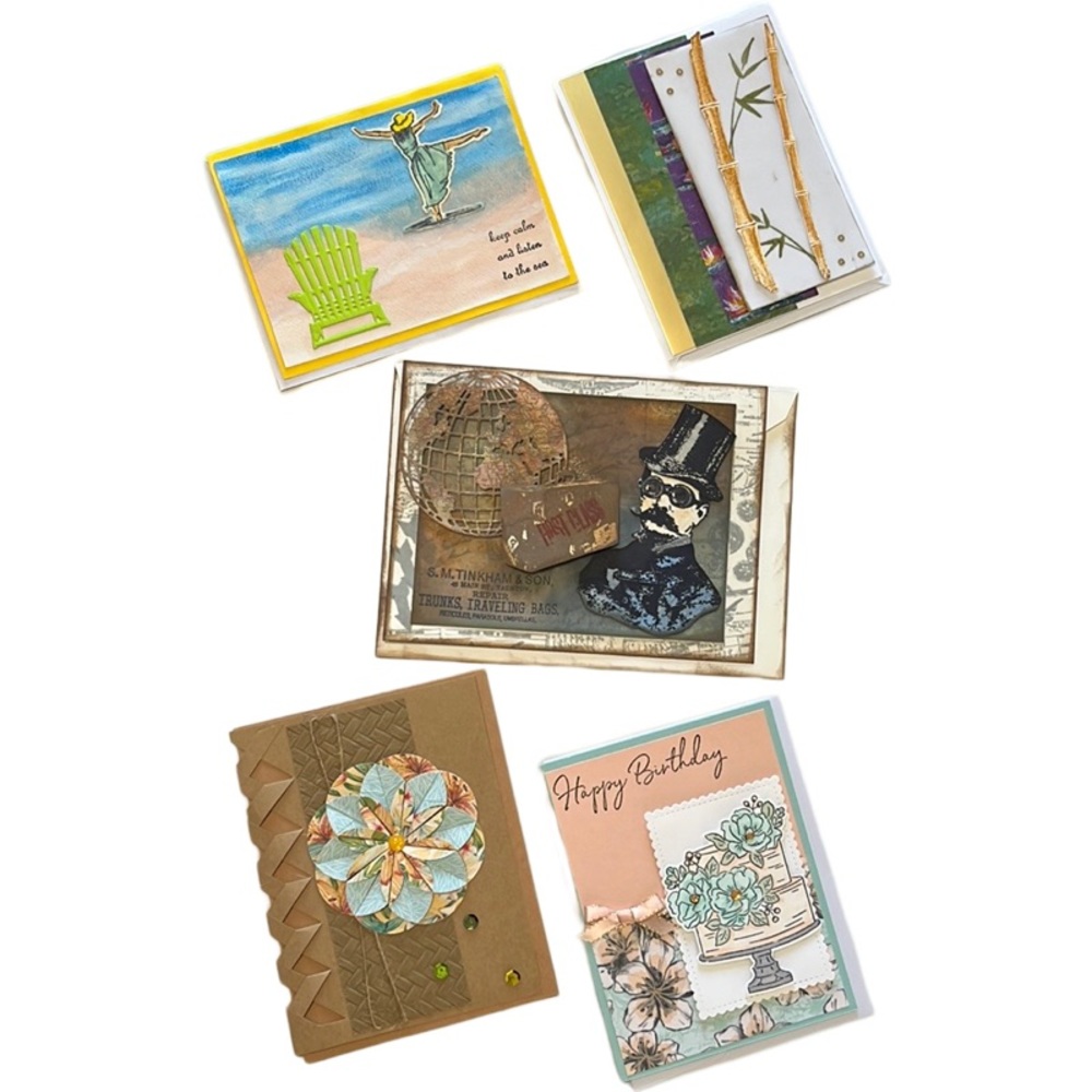 Greeting cards. Handmade. Paper art. Pack of 5.